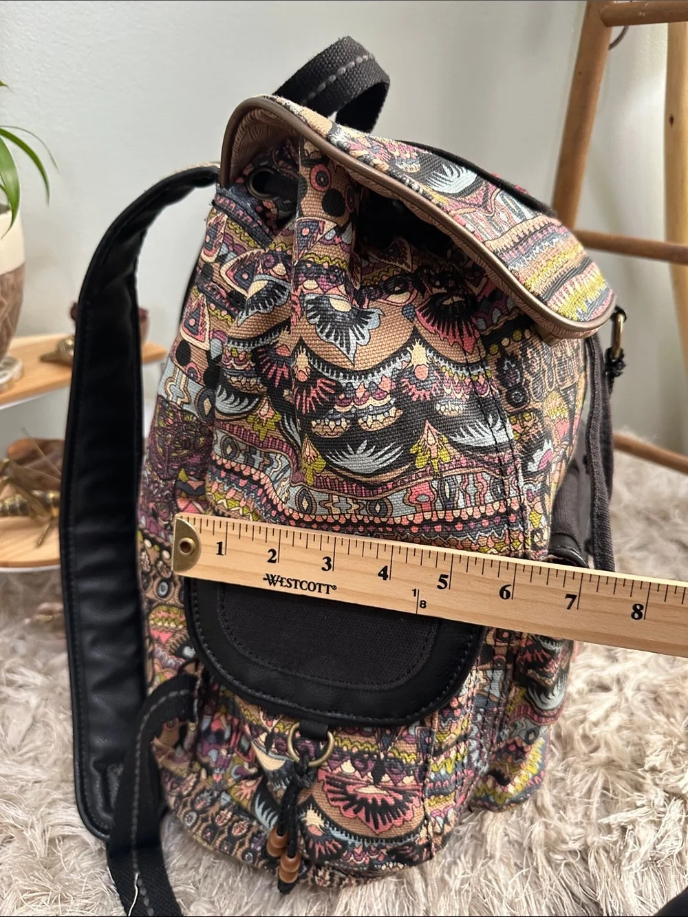 Sakroots Multicolor Boho Canvas Backpack‎ with Black Trim